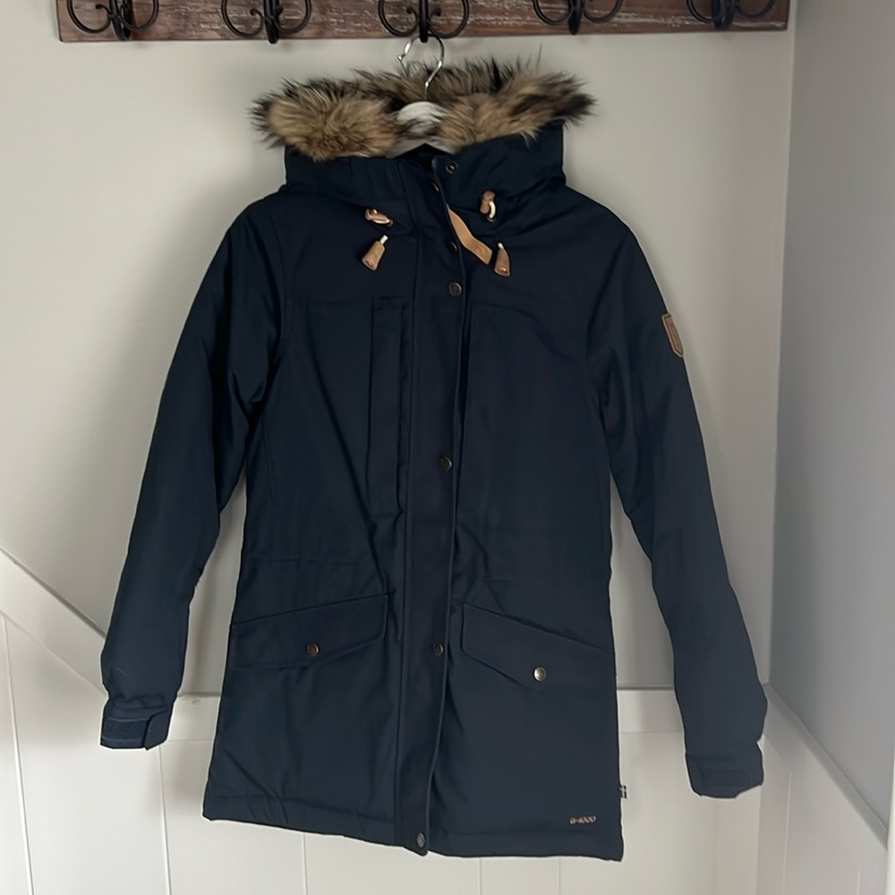 Fjallraven Singi Down Jacket Parka Dark Navy Blue Small